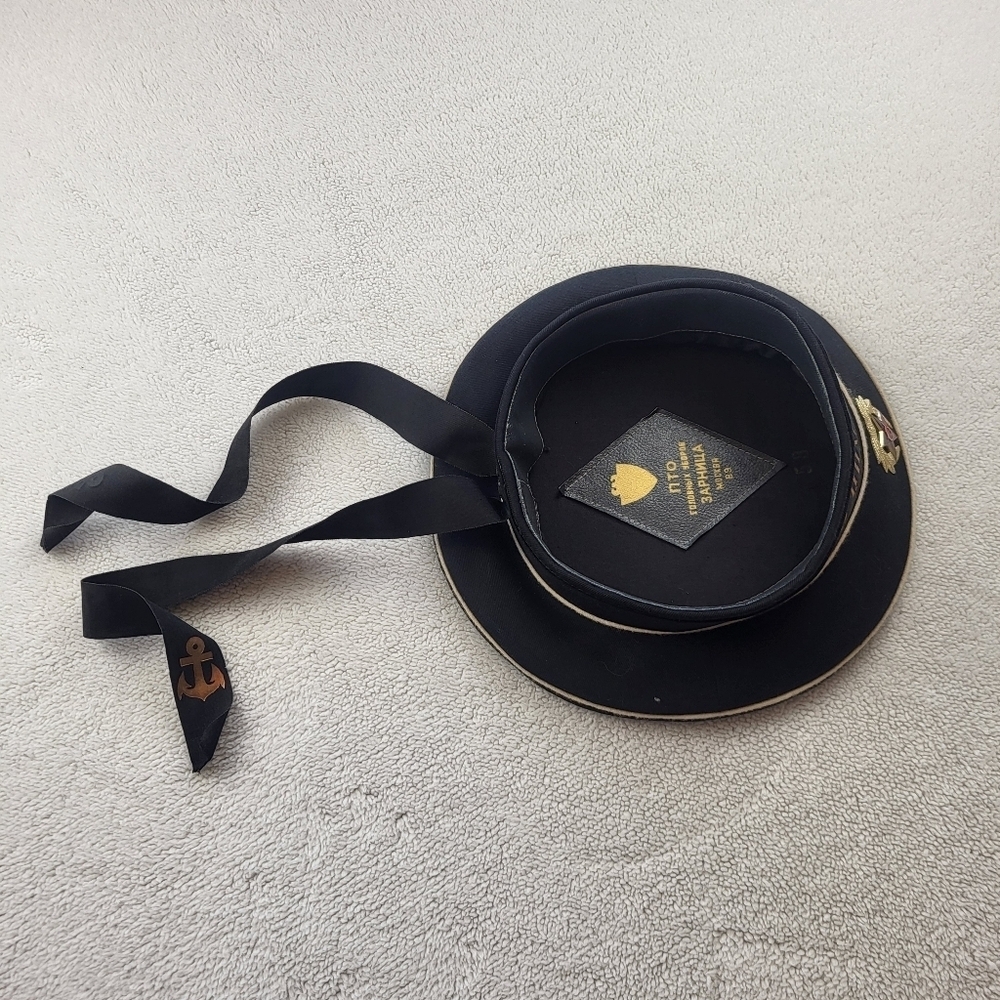 Original Soviet Naval Seaman Cap Circa 1989 Black Size 58 - Picture 3 of 11
